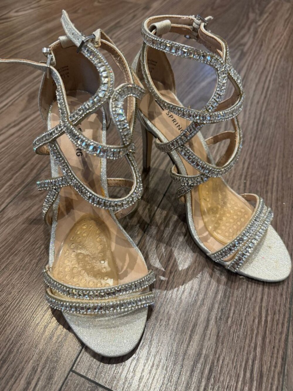 Call It Spring Silver Rhinestone Cage Heels - Size 8.5 (With Box) - Picture 3 of 12
